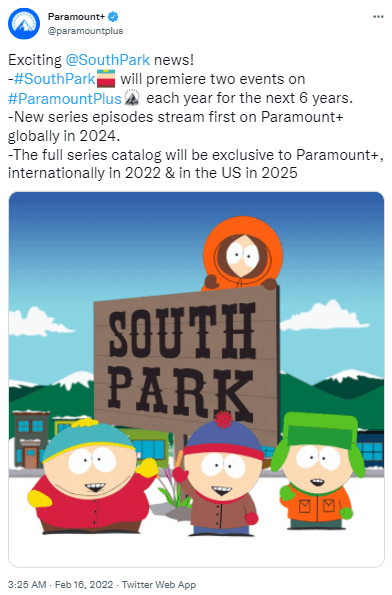 South Park Tweet