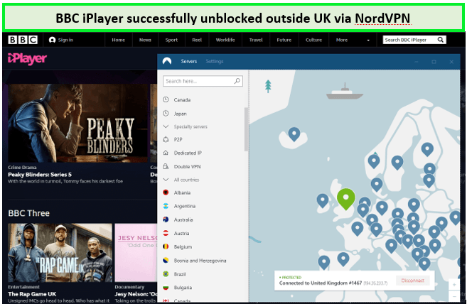 unblocking image BBC Iplayer with Nord Outside UK
