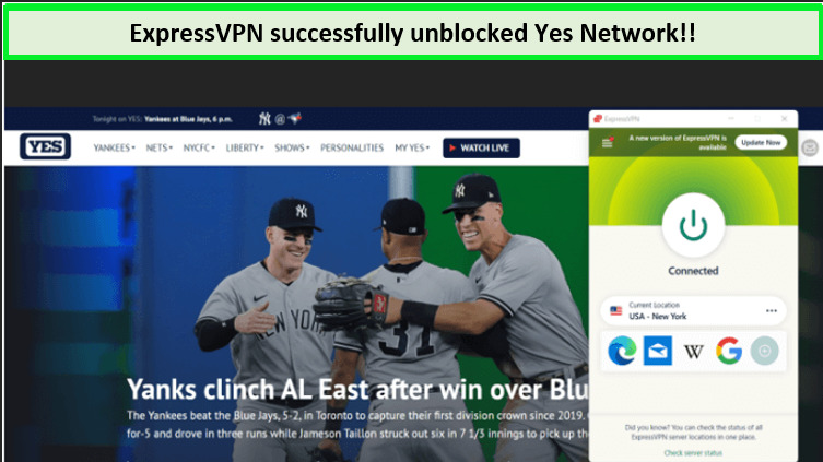 Screenshot-of-Yes-Network-unblocked-with-ExpressVPN-in UK