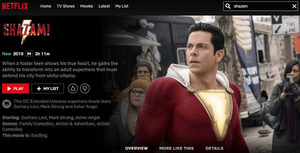Shazam on Netflix