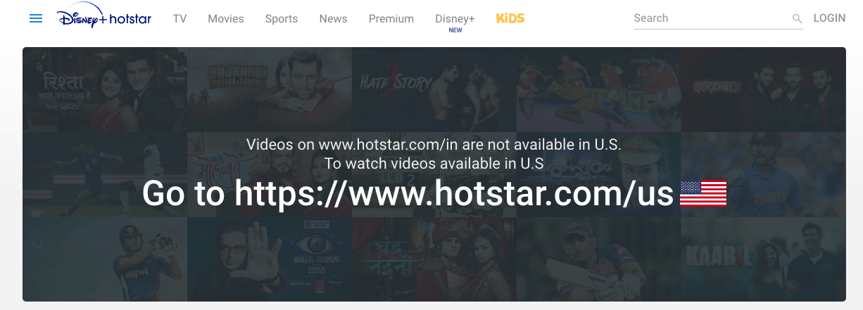 Disney+ Hotstar Geo-restriction error in USA