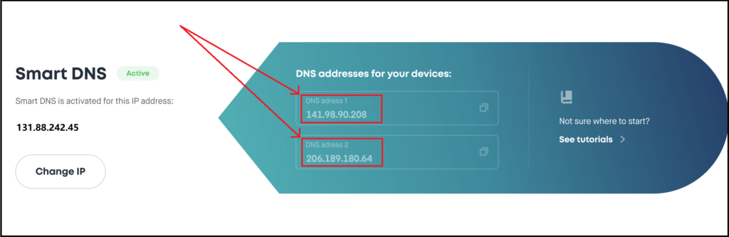 Smart DNS activated screenshot