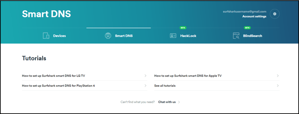 Surfshark's Smart DNS home page