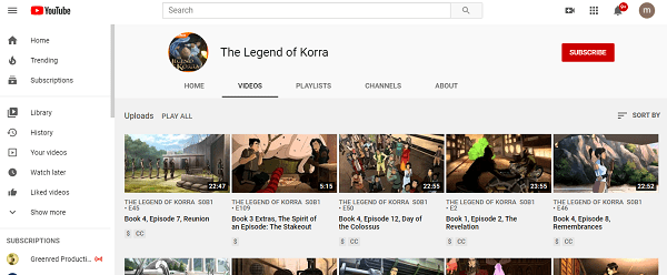 legend of Korra Youtube tv