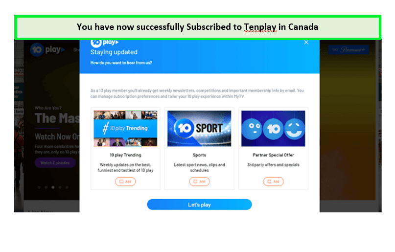 Successfully-subscribed-to-Tenplay-in-Canada