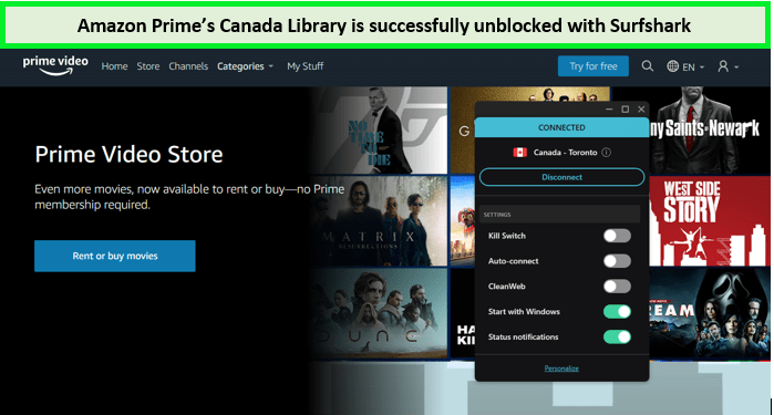 a-screenshot-of-unblocking-amazon-prime-canada-with-surfshark