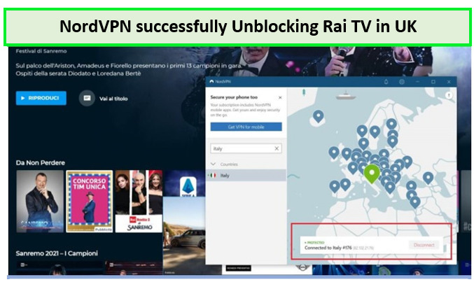 Screenshot-of-unblocking-rai-italian-tv-with-Nordvpn-in-uk