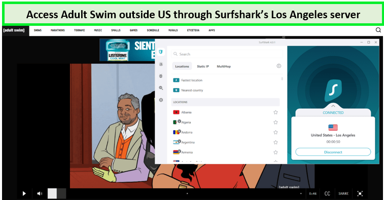 a-screenshot-of-Surfshark-unblocking-Adult-Swim-outside-USA