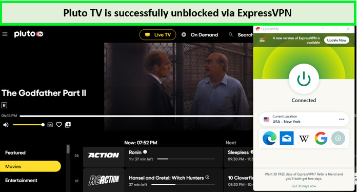 pluto-tv-unblocked-via-ExpressVPN-outside-USA
