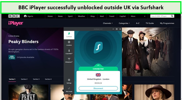 bbc iplayer unblocked-with surfshark outside UK