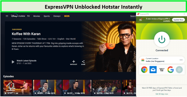 ExpressVPN - Best VPN to Watch Koffee with Karan Season 7 on Hotstar in USA