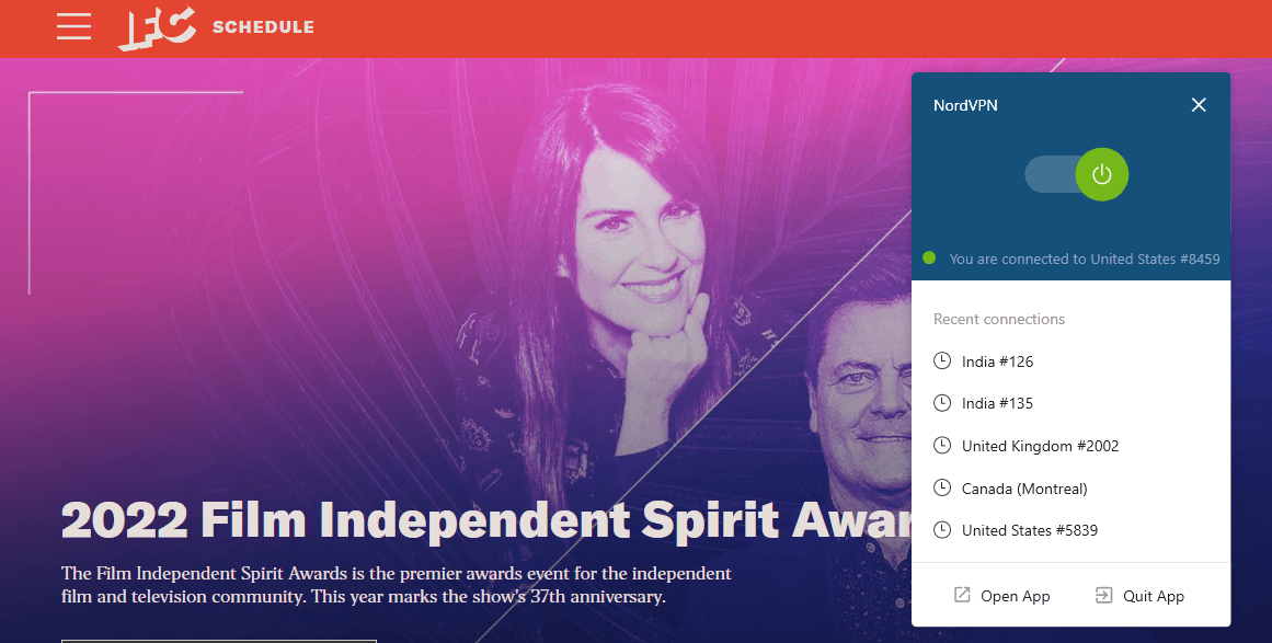 NordVPN: Largest Server Network VPN to Watch 2022 Film Independent Spirit Awards in Canada