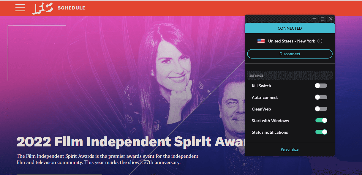 Surfshark - Pocket-Friendly VPN to Watch 2022 Film Independent Spirit Awards from anywhere