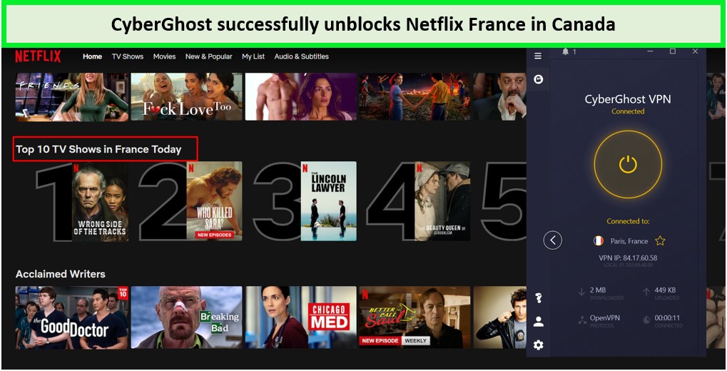 CyberGhost-unblocks-Netflix-France-in-Canada