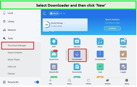 Select Downloader and Click New