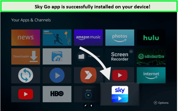 Skygo app is installed