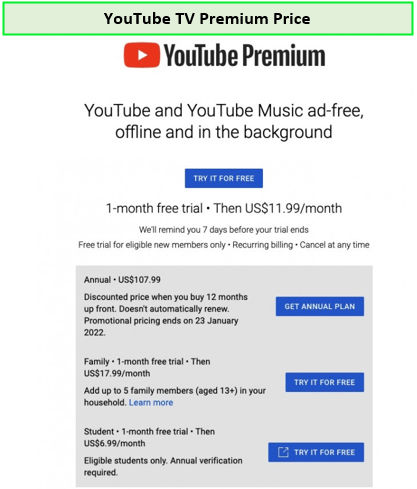 YouTube Premium Price