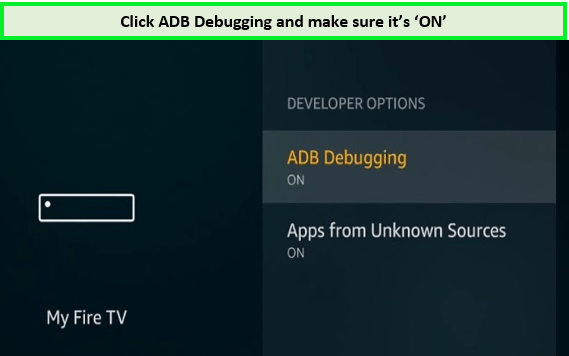 click ADB debugging and make sure its on