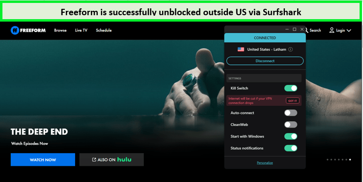 freeform-unblocked-by-surfshark-outside-USA