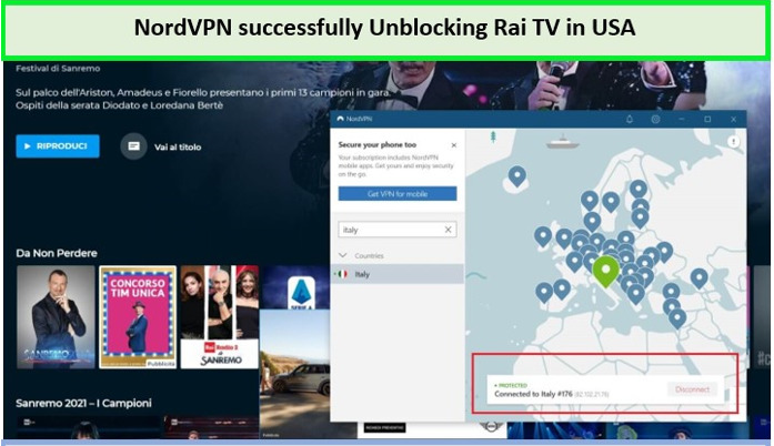 Screenshot-of-unblocking-rai-italian-tv-with-Nordvpn-in-India