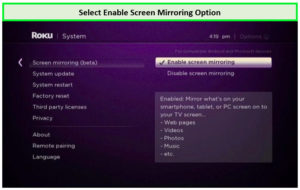 Enable Screen Mirroring