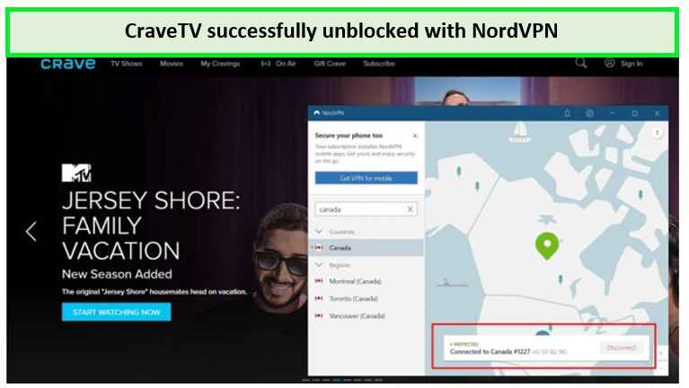 cravetv-succesfully-unblocked-with-NordVPN-outside-Canada