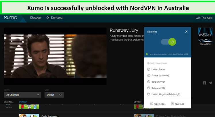 Screenshot-of-XUMO-unblocked-with-NordVPN-in-Australia