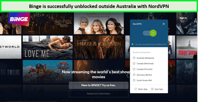 screenshot-of-binge-unblocked-with-NordVPN-outside-Australia