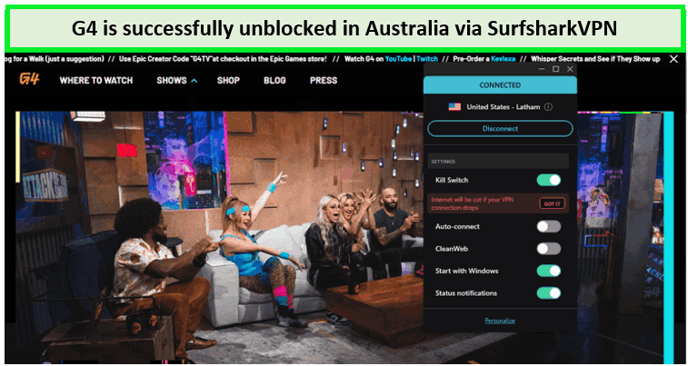 G4-is-successfully-unblocked-in-Australia-via-SurfsharkVPN