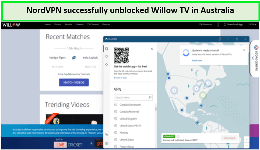 NordVPN-successfully-unblocked-Willow-TV-in-Australia