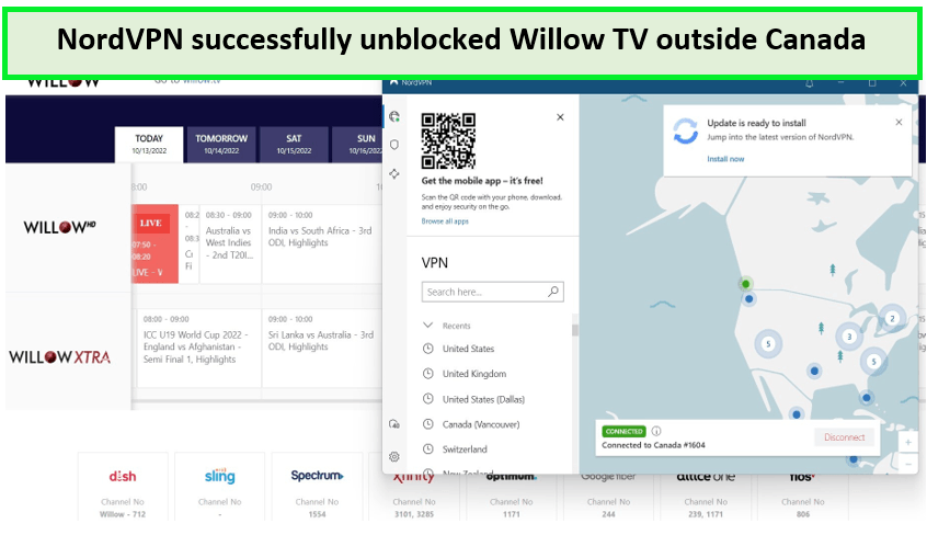 NordVPN-successfully-unblocked-Willow-TV-outside-Canada