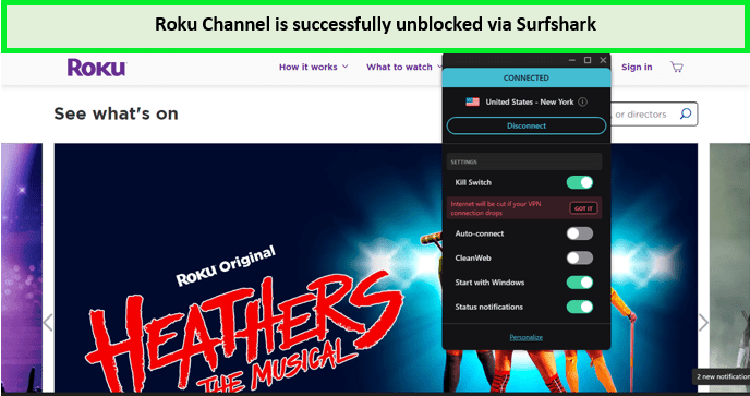 Roku-channel-bypassed-via-surfshark-in-Singapore