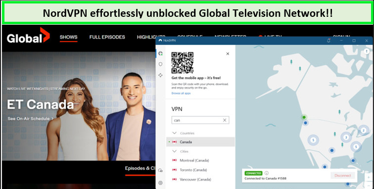 Screenshot-of-Global-TV-unblocked-with-NordVPN-in-australia