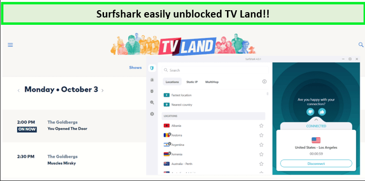 Screenshot-of-TV-Land-unblocked-with-surfshark-in Australia