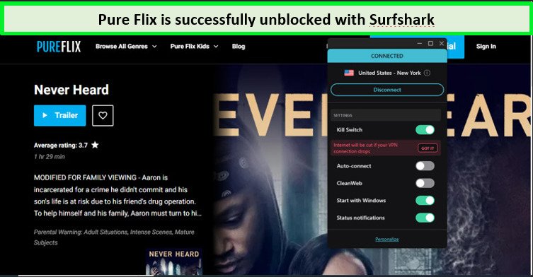 Screenshot-of-pure-flix-unblocking-image-with-surfshark-in-Australia