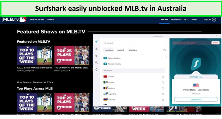 Surfshark-easily-bypass-MLB.tv-in-australia