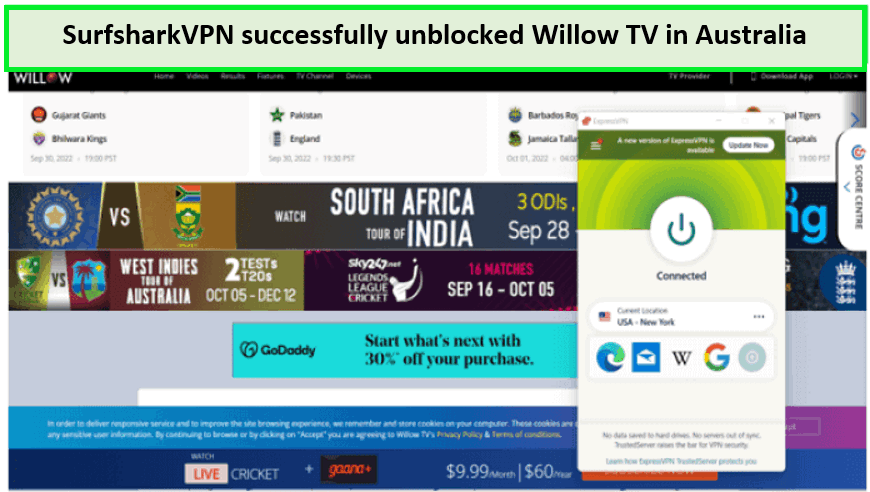 SurfsharkVPN-successfully-unblocked-Willow-TV-in-Australia