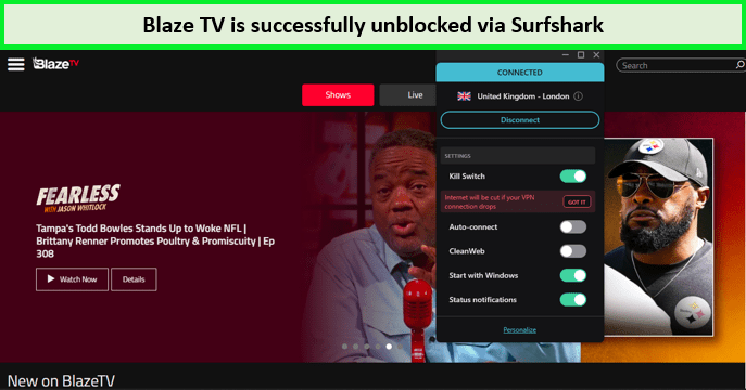 blaze-tv-unblocked-via-surfshark-in-India