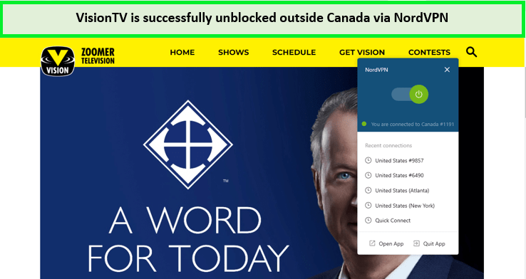 visiontv-unblocked-via-NordVPN-outside-Canada