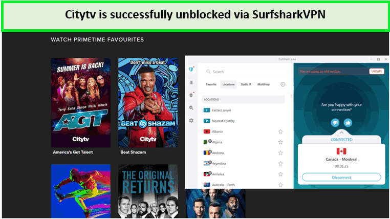 Citytv-is-successfully-unblocked-via-SurfsharkVPN