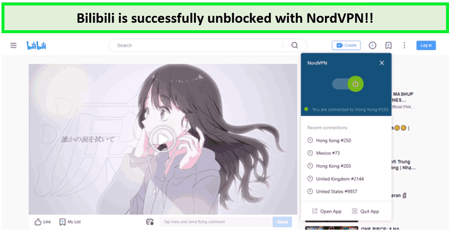 Screenshot-of-bilibili-unblocked-with-nordvpn-in-USA