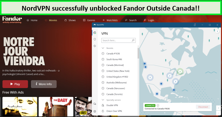 Screenshot-of-fandor-unblocked-with-nordVPN-outside-canada