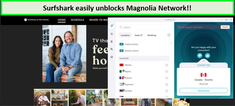 Screenshot-of-magnolia-network-unblocked-with-surfshark-outside-canada