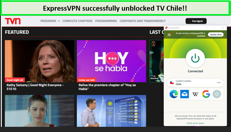 Screenshot-of-tv-chile-unblocked-with-expressVPN