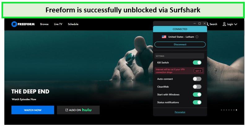 Surfshark-unblocks-freeform-in-Australia
