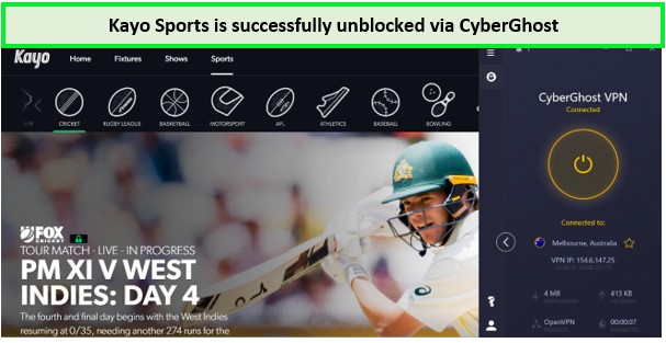 kayo-sports-unblocked-via-cyberghost-in-Australia