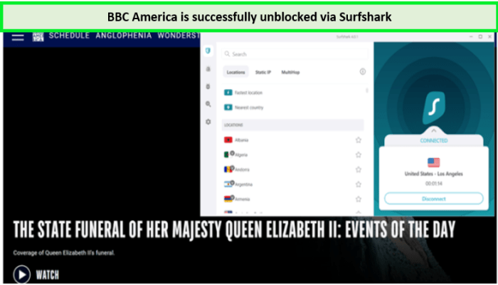 Surfshark-successfully-unblocked-BBC-America