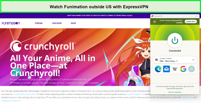 Funimation outside US is accessible with Expressvpn