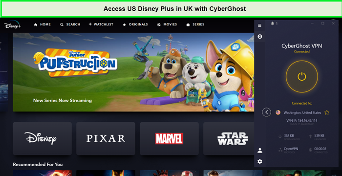 Disney Plus is accessible in UK with cyberghost