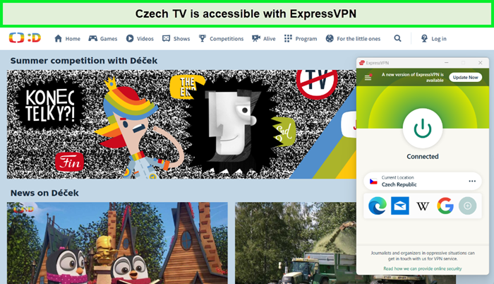 czech tv is accessible in uk with expressvpn